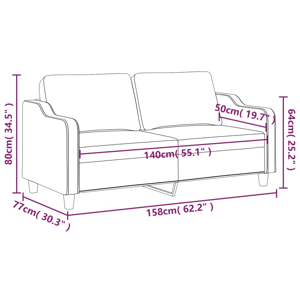 vidaXL 2-Sitzer-Sofa Schwarz 140 cm Stoff