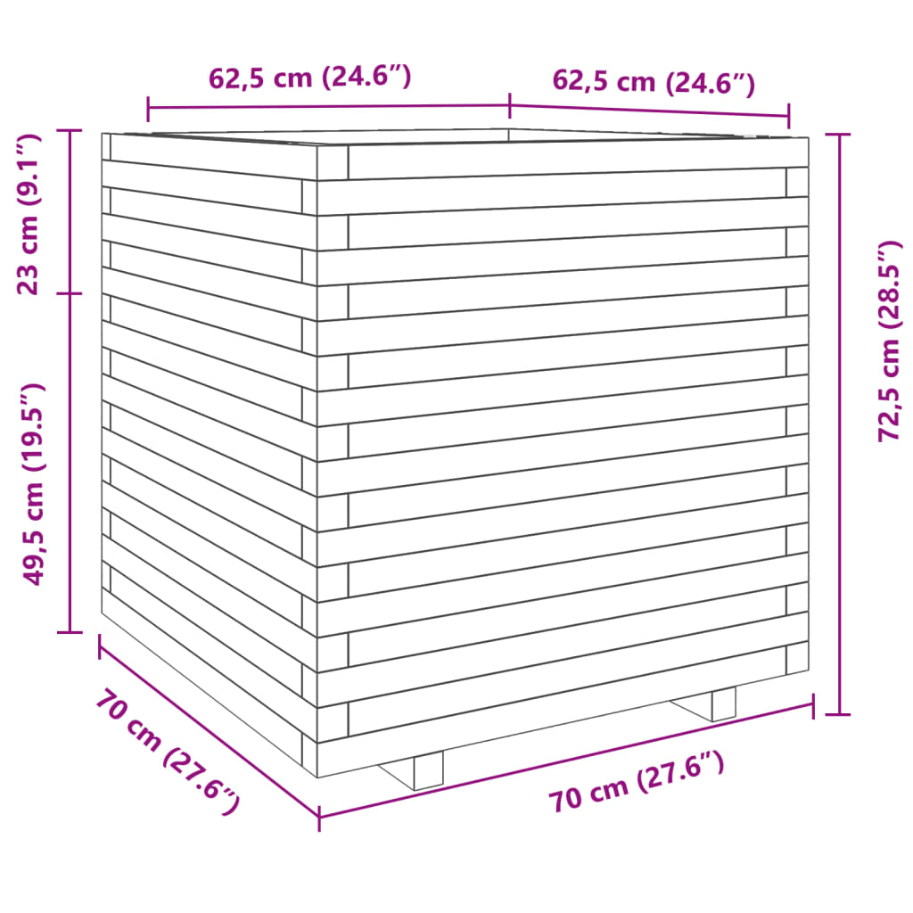 vidaXL Pflanzkübel 70x70x72,5 cm Kiefernholz Imprägniert