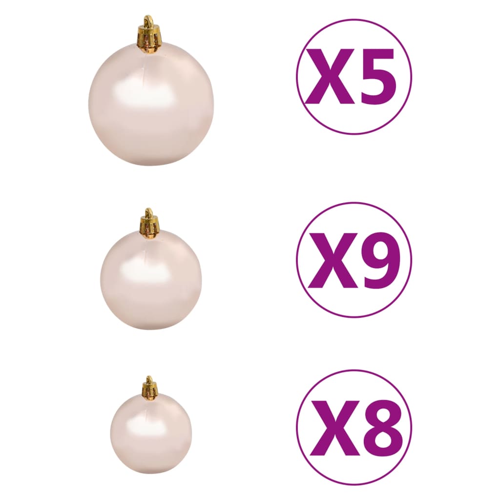 vidaXL Künstlicher Halb-Weihnachtsbaum Beleuchtung Kugeln Weiß 180 cm