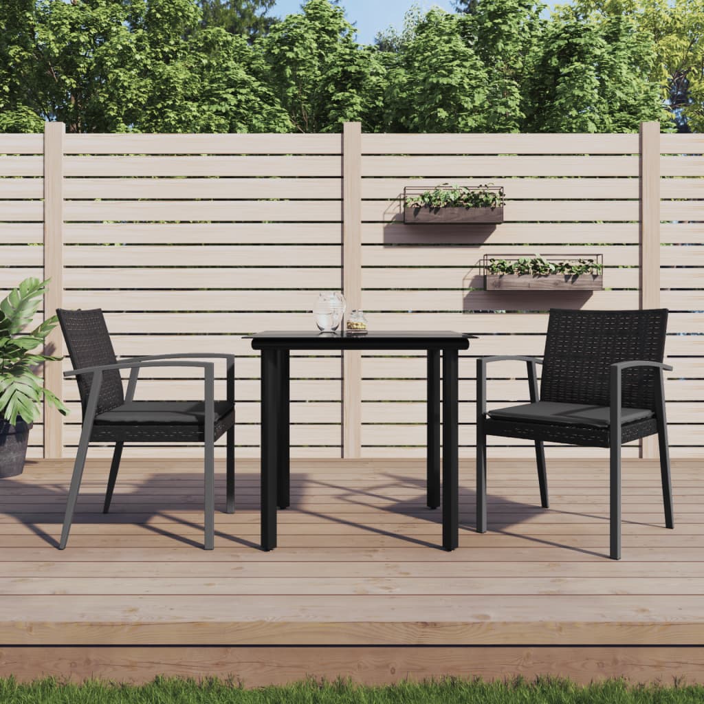 vidaXL 3-tlg. Garten-Essgruppe mit Kissen Poly Rattan und Stahl