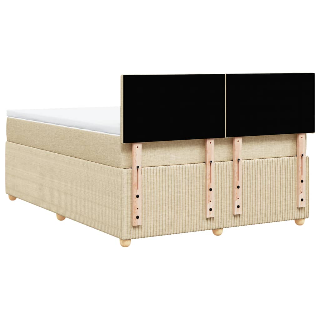 vidaXL Boxspringbett mit Matratze Creme 160x200 cm Stoff