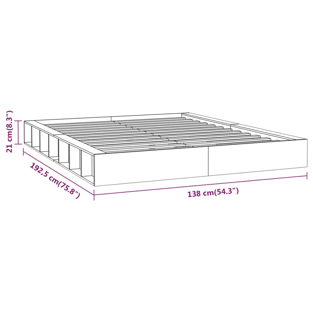 vidaXL Massivholzbett 120x190 cm