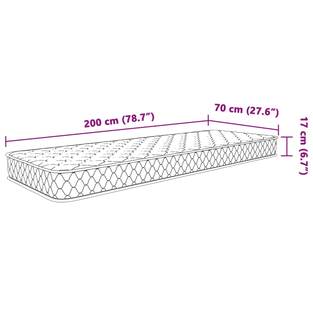 vidaXL Memory-Schaum-Matratze 70x200x17 cm Weiß