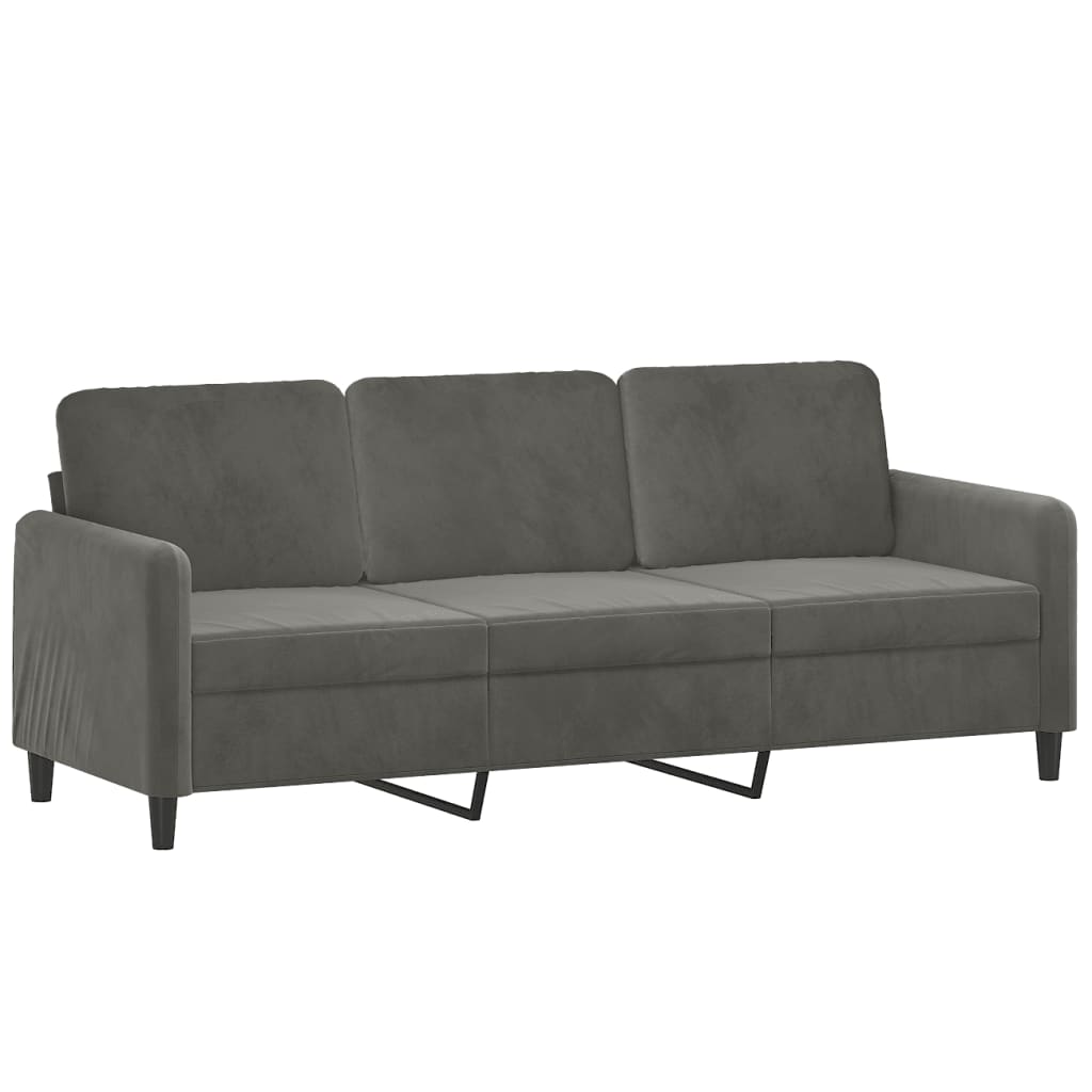 vidaXL 3-Sitzer-Sofa mit Kissen Dunkelgrau 180 cm Samt