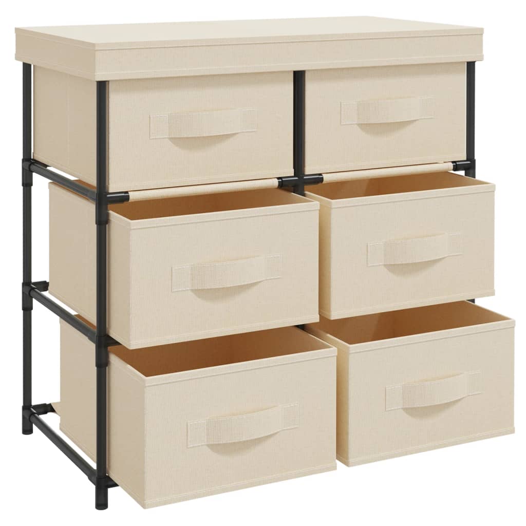 vidaXL Lagerschrank mit 6 Schubladen 55×29×55 cm Creme Stahl