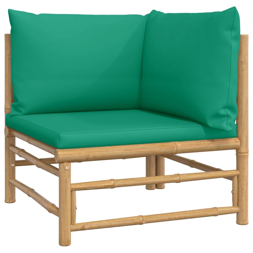 vidaXL 4-tlg. Garten-Lounge-Set mit Grünen Kissen Bambus