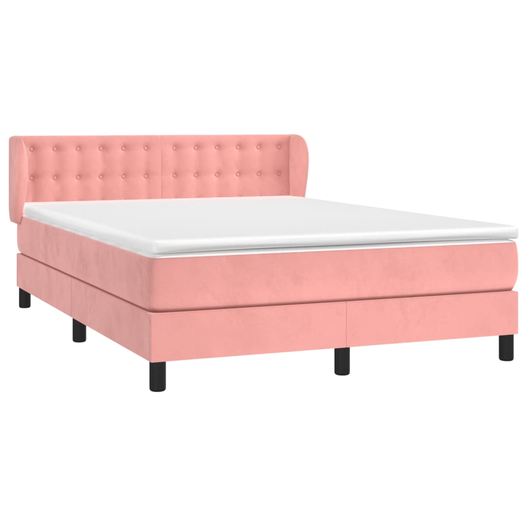 vidaXL Boxspringbett mit Matratze Rosa 140x200 cm Samt