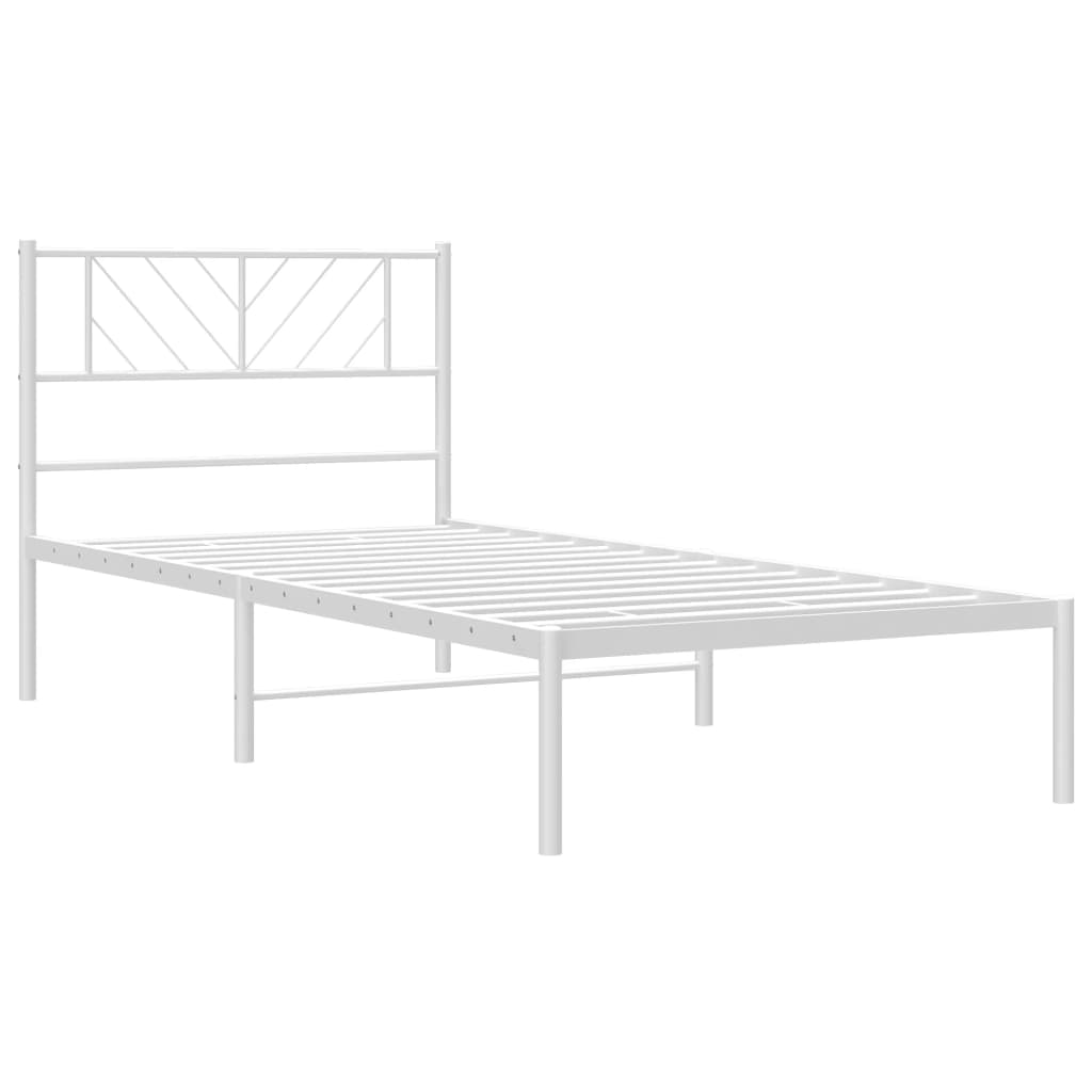 vidaXL Bettgestell mit Kopfteil Metall Weiß 90x190 cm