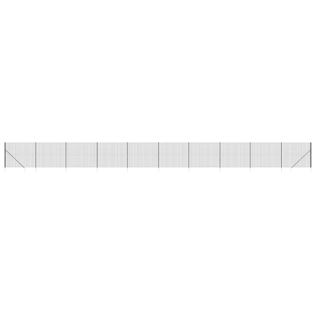 vidaXL Maschendrahtzaun mit Bodenhülsen Anthrazit 1,6x25 m