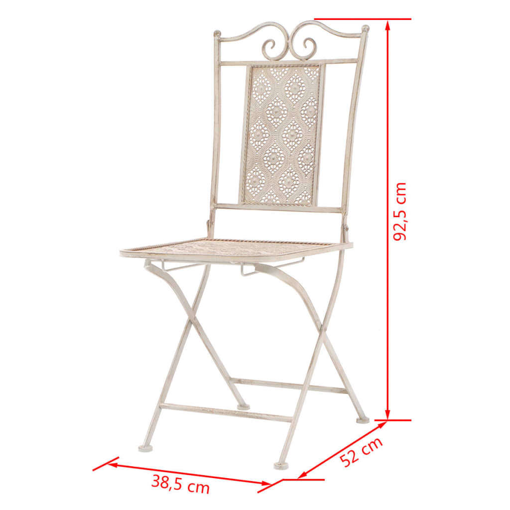 vidaXL 3-tlg. Bistro-Set Stahl Weiß