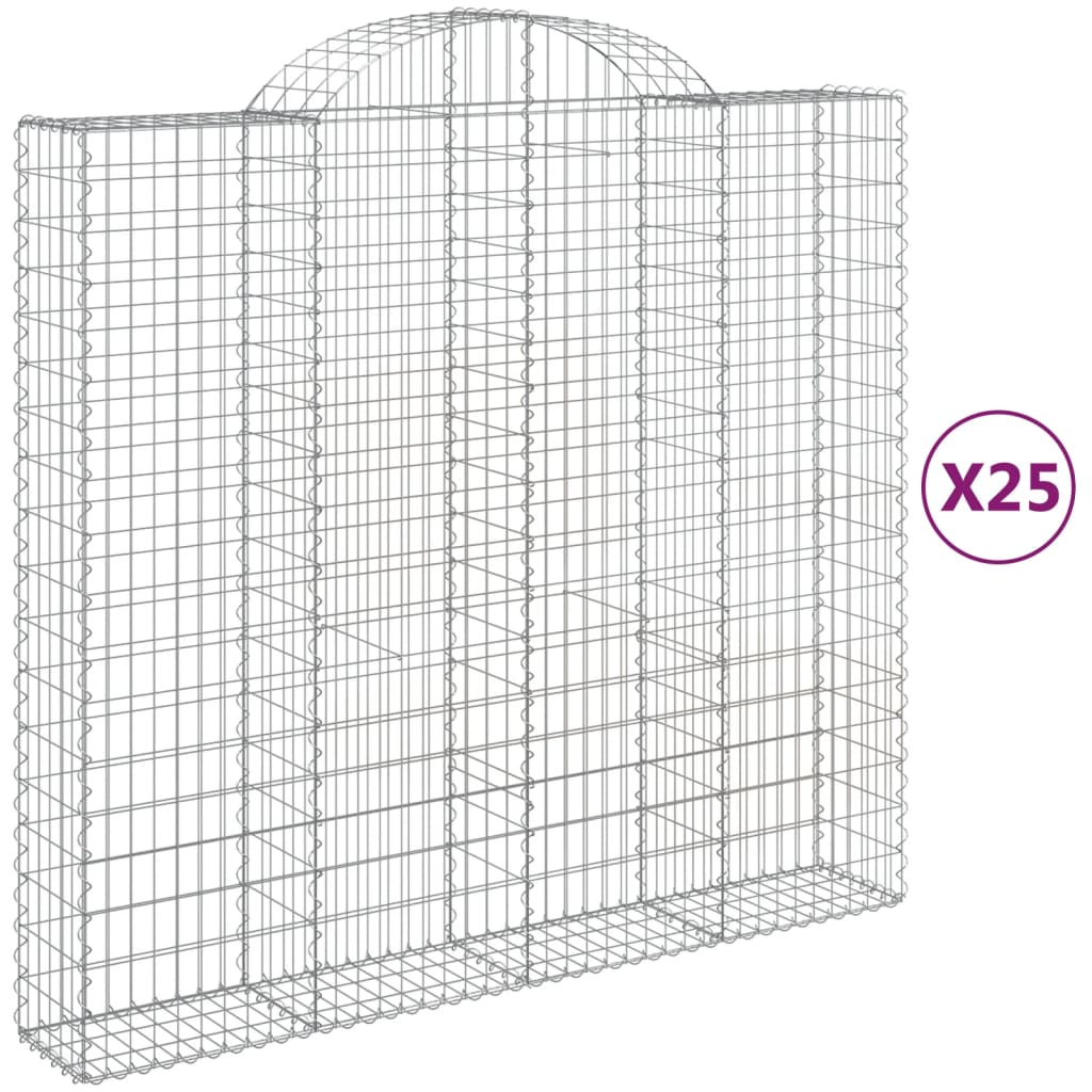 vidaXL Gabionen mit Hochbogen 25Stk. 200x50x180/200cm Verzinktes Eisen