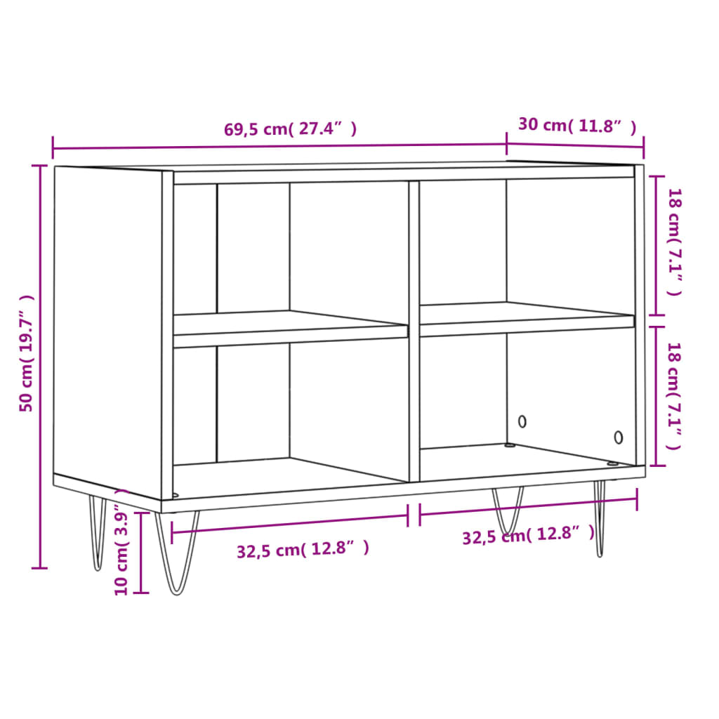 vidaXL TV-Schrank Schwarz 69,5x30x50 cm Holzwerkstoff