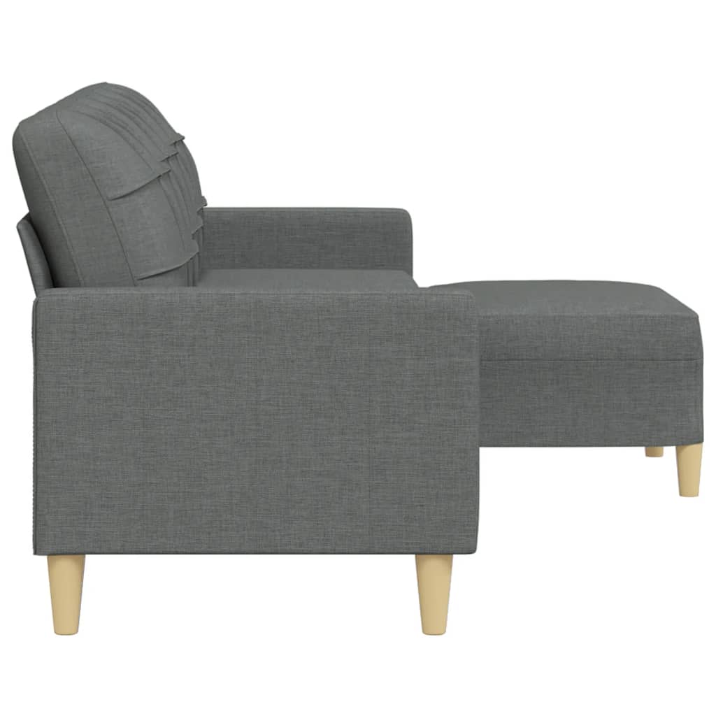 vidaXL 3-Sitzer-Sofa mit Hocker Dunkelgrau 210 cm Stoff