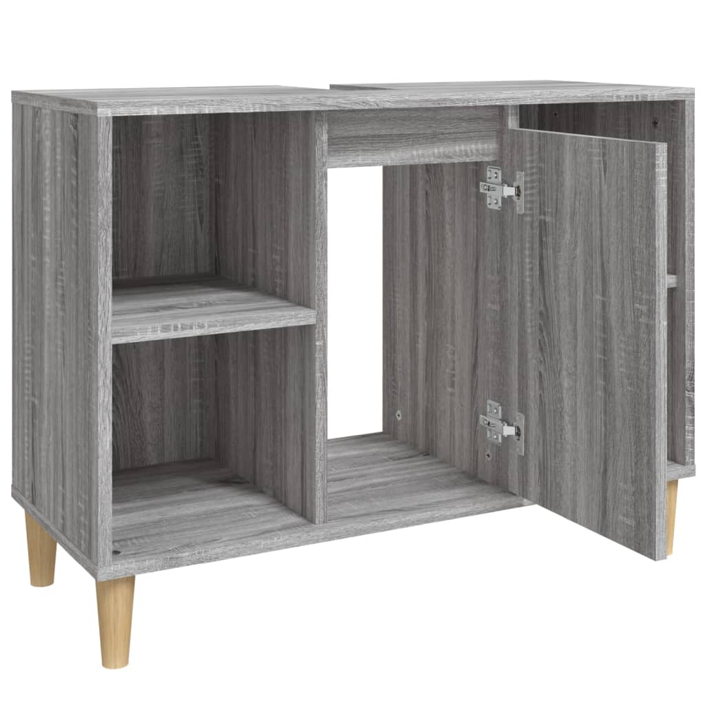 vidaXL Waschbeckenunterschrank Grau Sonoma 80x33x60 cm Holzwerkstoff