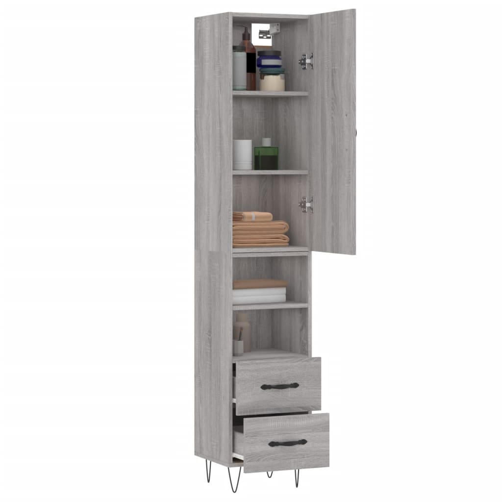 vidaXL Highboard Grau Sonoma 34,5x34x180 cm Holzwerkstoff