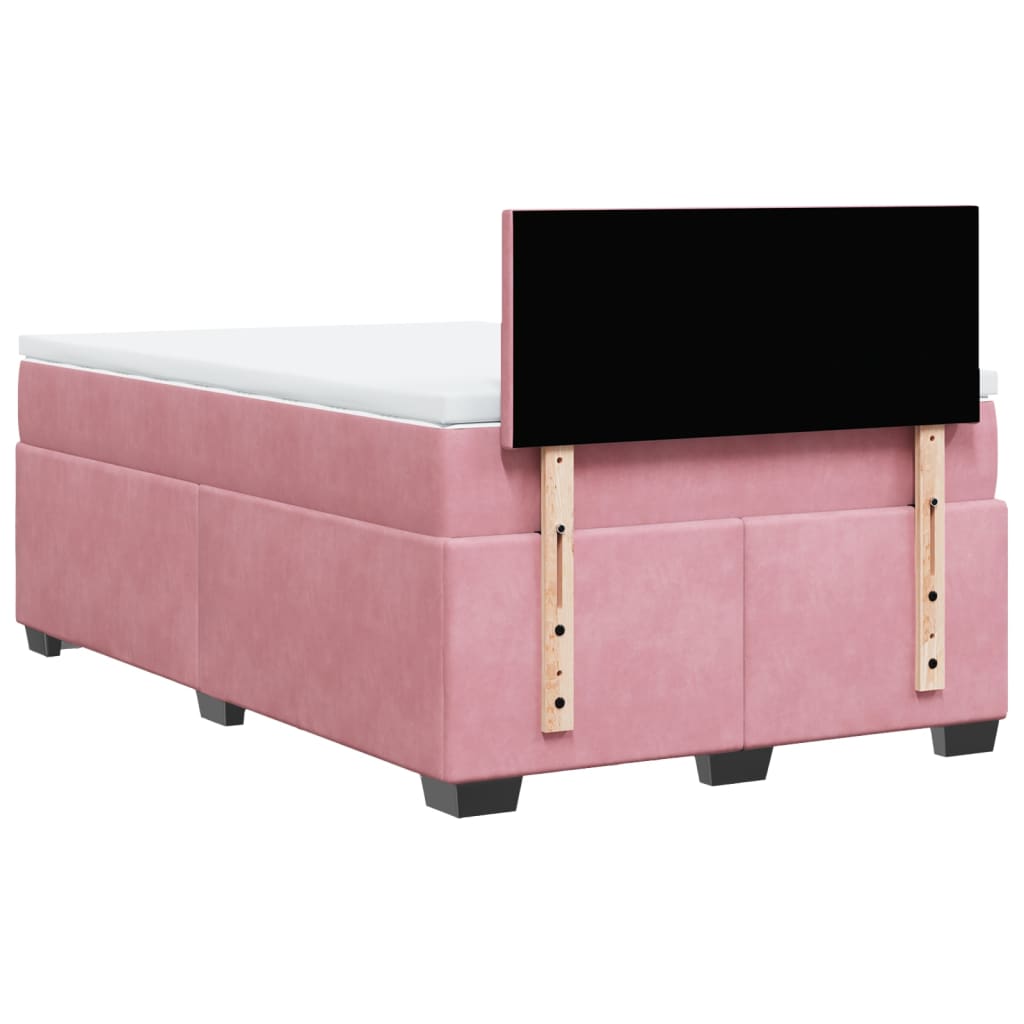 vidaXL Boxspringbett mit Matratze Rosa 120x200 cm Samt