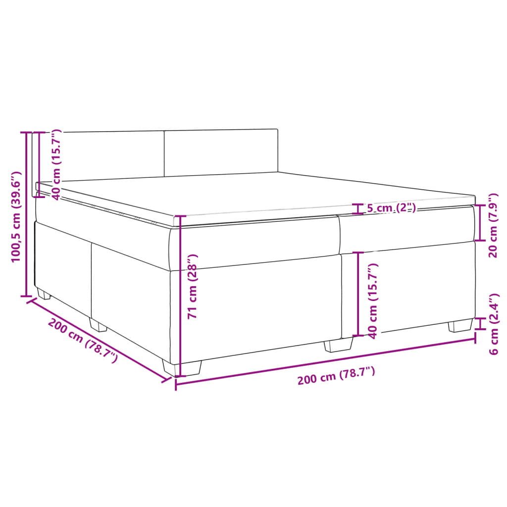 vidaXL Boxspringbett mit Matratze Dunkelbraun 200x200 cm Stoff