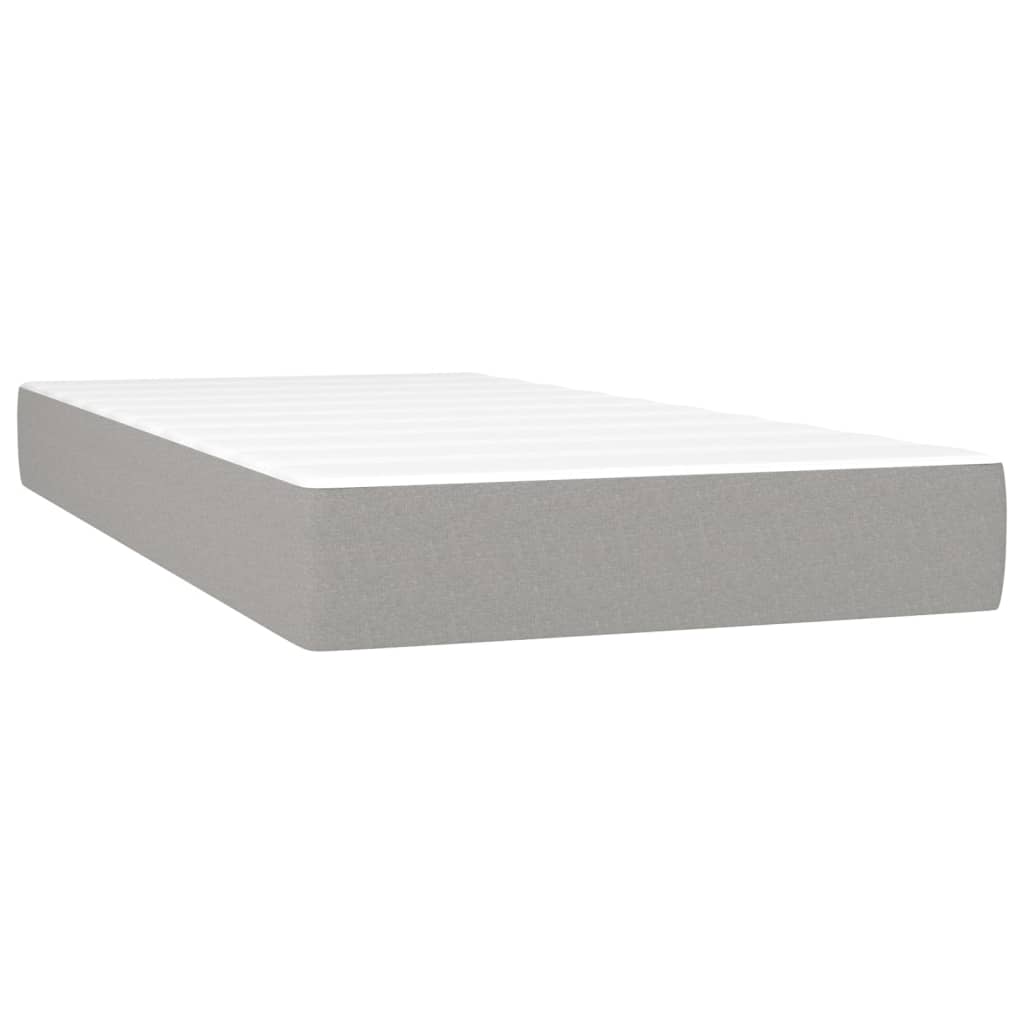 vidaXL Boxspringbett mit Matratze & LED Hellgrau 200x200 cm Stoff