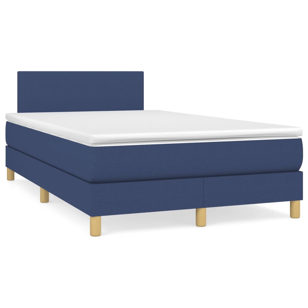 vidaXL Boxspringbett mit Matratze Blau 120x200 cm Stoff