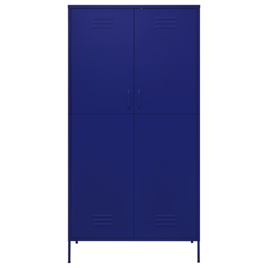 vidaXL Kleiderschrank Marineblau 90x50x180 cm Stahl