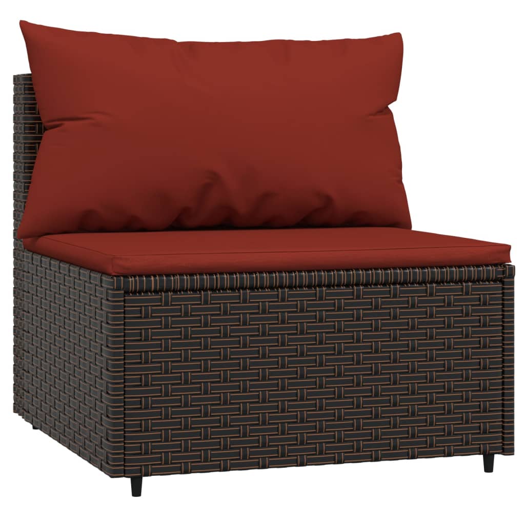 vidaXL 4-tlg. Garten-Lounge-Set mit Kissen Braun Poly Rattan