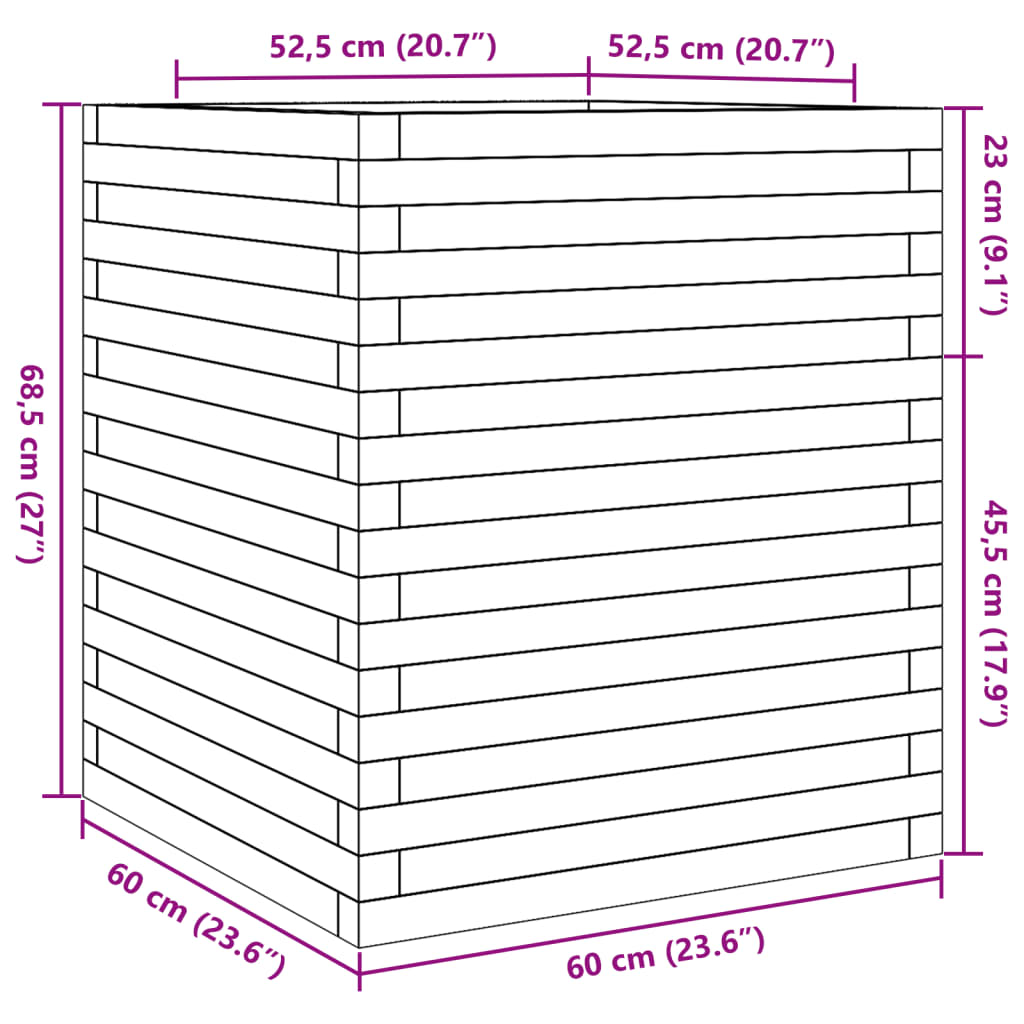 vidaXL Pflanzkübel 60x60x68,5 cm Kiefernholz Imprägniert