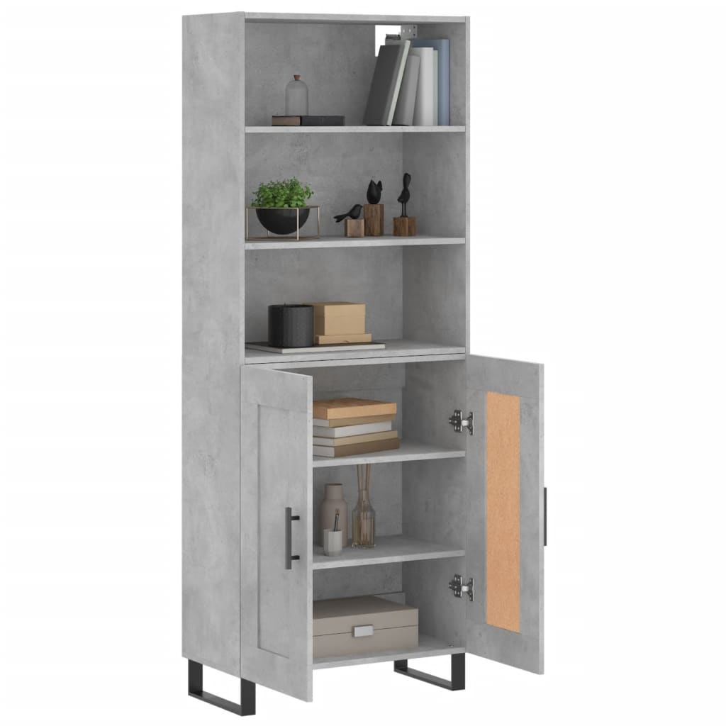 vidaXL Highboard Betongrau 69,5x34x180 cm Holzwerkstoff