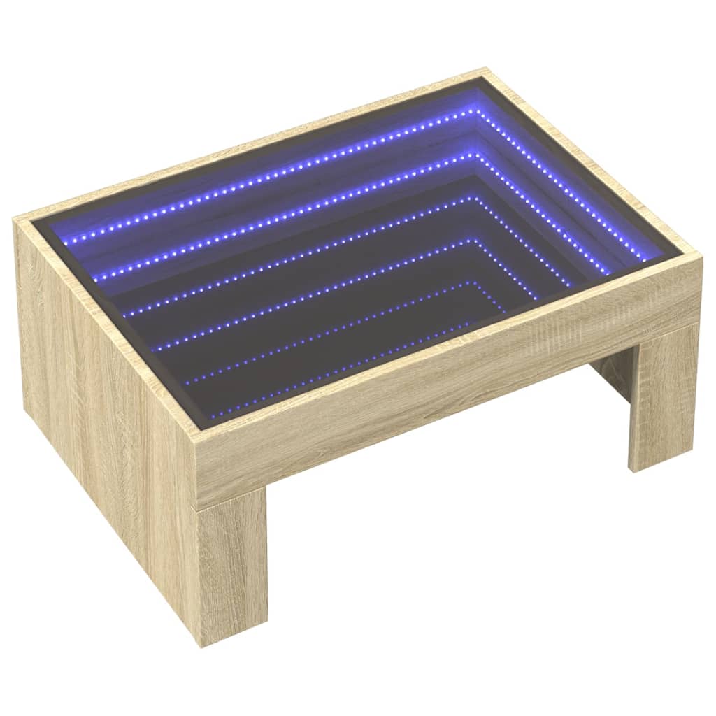 vidaXL Couchtisch mit Infinity-LED Sonoma-Eiche 70x50x30 cm