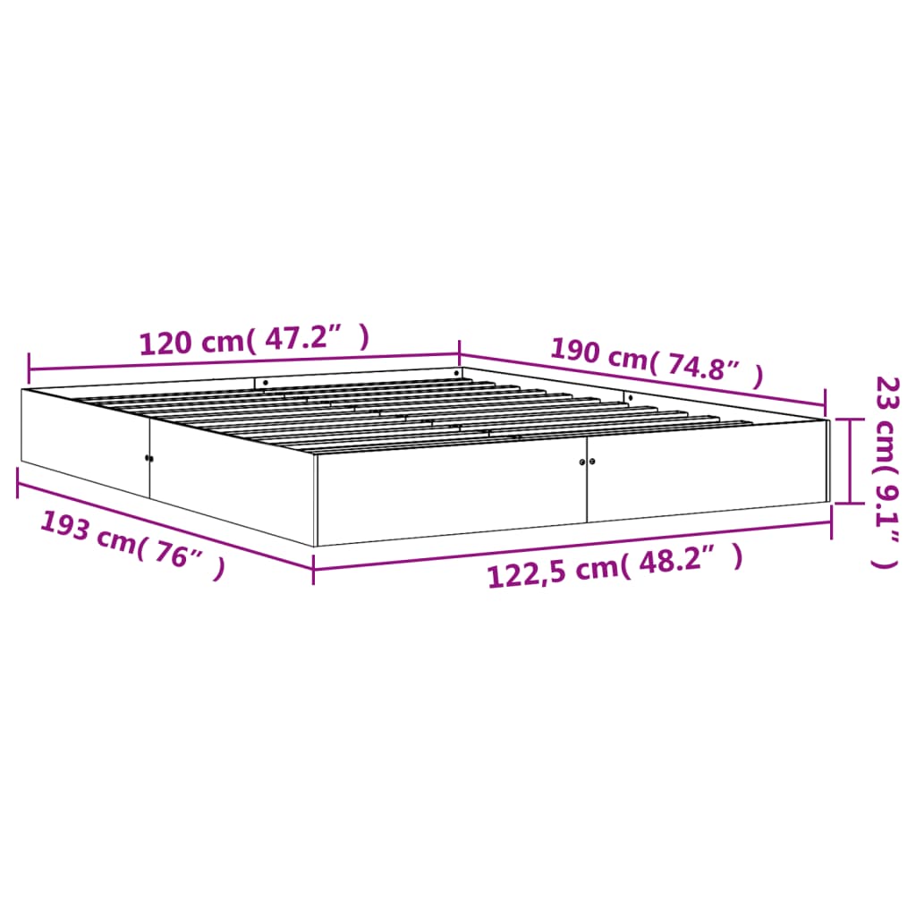 vidaXL Massivholzbett ohne Matratze Wachsbraun 120x190 cm Kiefernholz