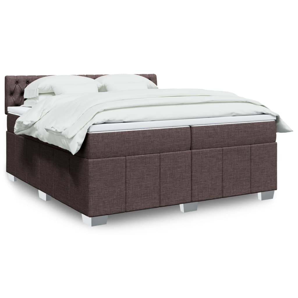 vidaXL Boxspringbett mit Matratze Dunkelbraun 200x200 cm Stoff