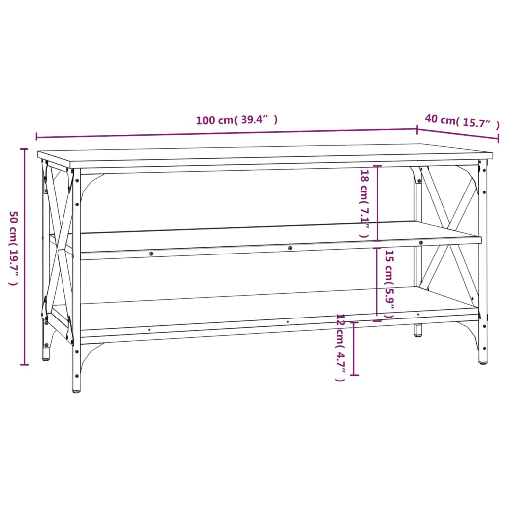 vidaXL TV-Schrank Sonoma-Eiche 100x40x50 cm Holzwerkstoff