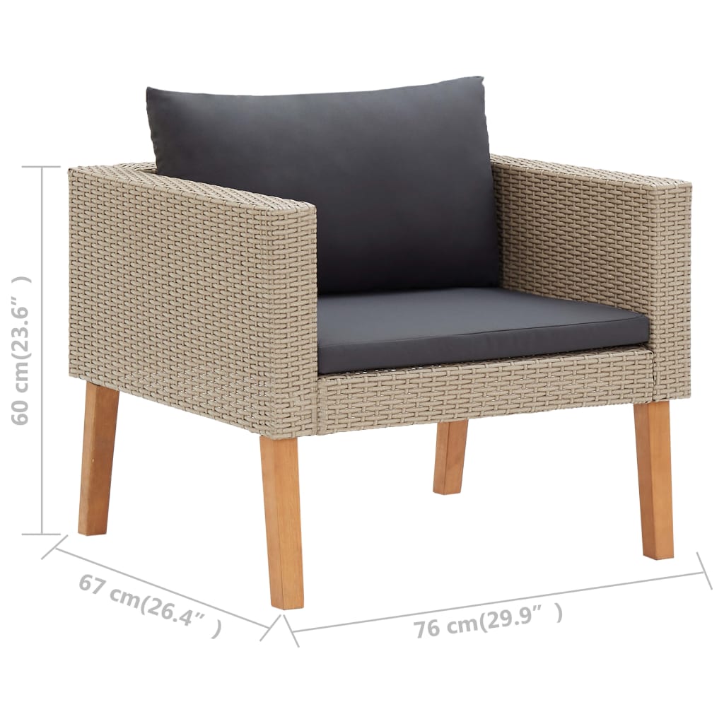 vidaXL 4-tlg. Garten-Lounge-Set mit Auflagen Poly Rattan Beige