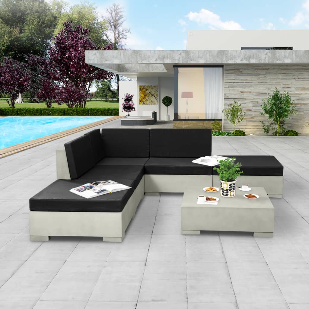 vidaXL 6-tlg. Garten-Lounge-Set mit Auflagen Beton Grau