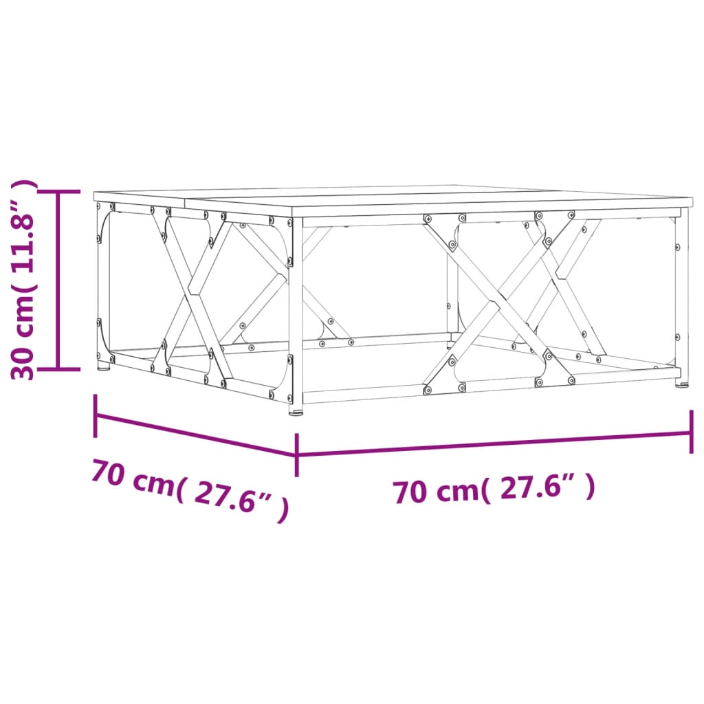 vidaXL Couchtisch Braun Eichen-Optik 70x70x30 cm Holzwerkstoff