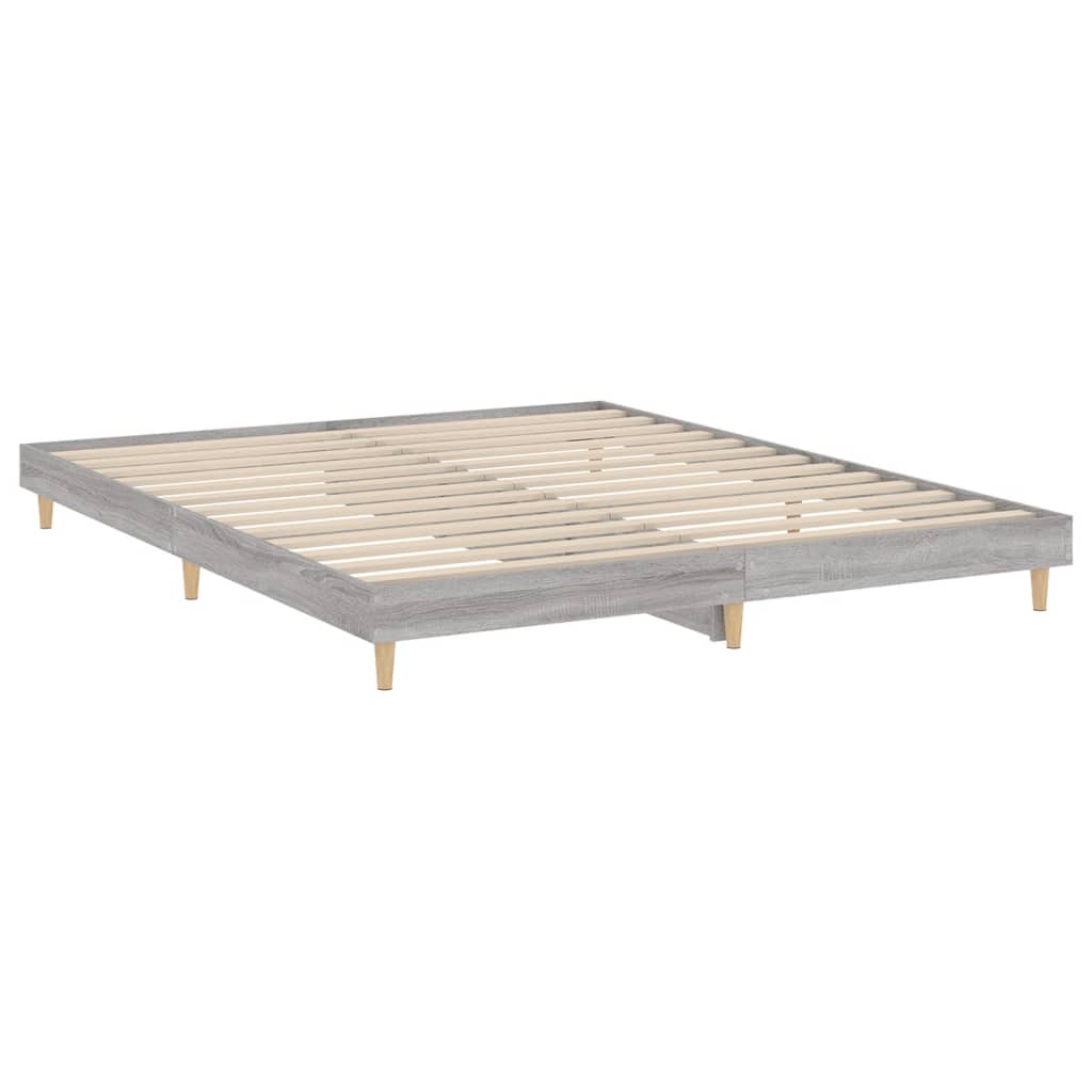 vidaXL Bettgestell Grau Sonoma 160x200 cm Holzwerkstoff