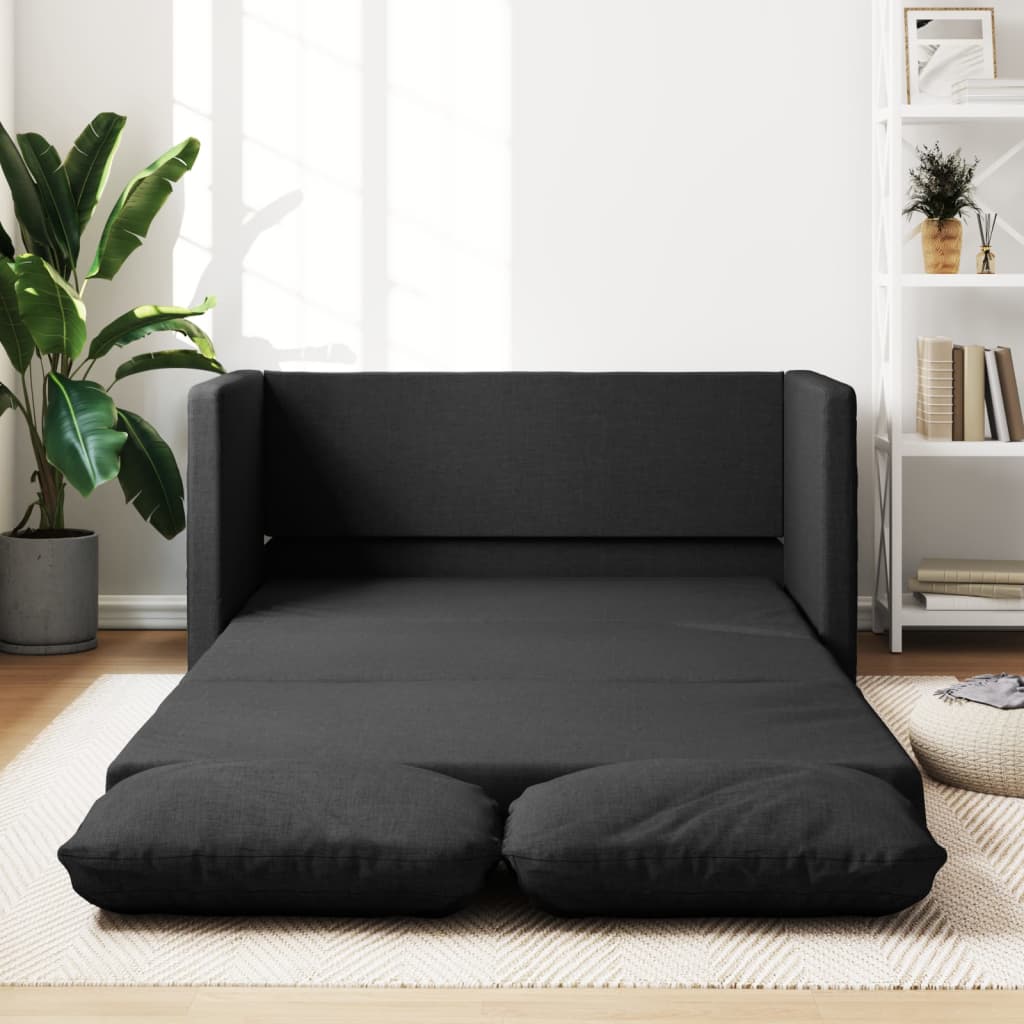 vidaXL Bodensofa mit Schlaffunktion Schwarz 112x174x55 cm Stoff