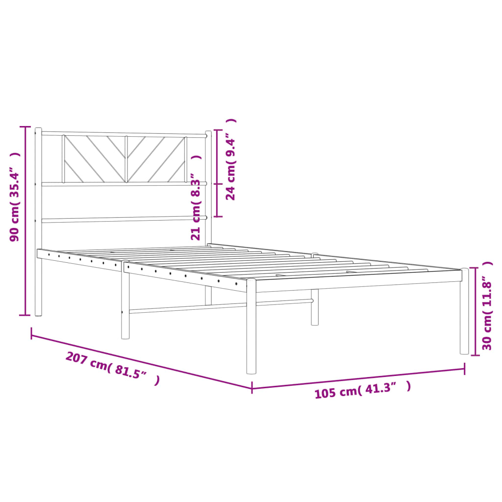 vidaXL Bettgestell mit Kopfteil Metall Weiß 100x200 cm