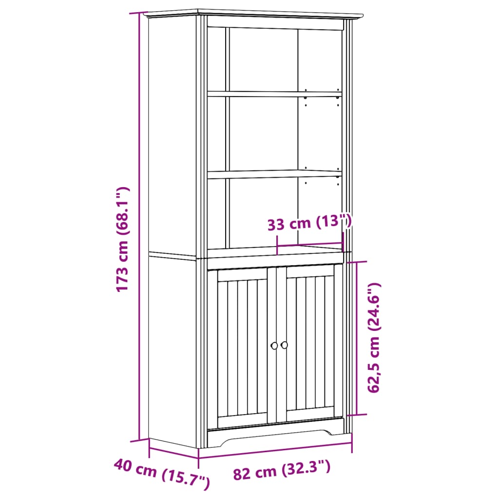 vidaXL Bücherregal BODO Weiß 82x40x173 cm Massivholz Kiefer