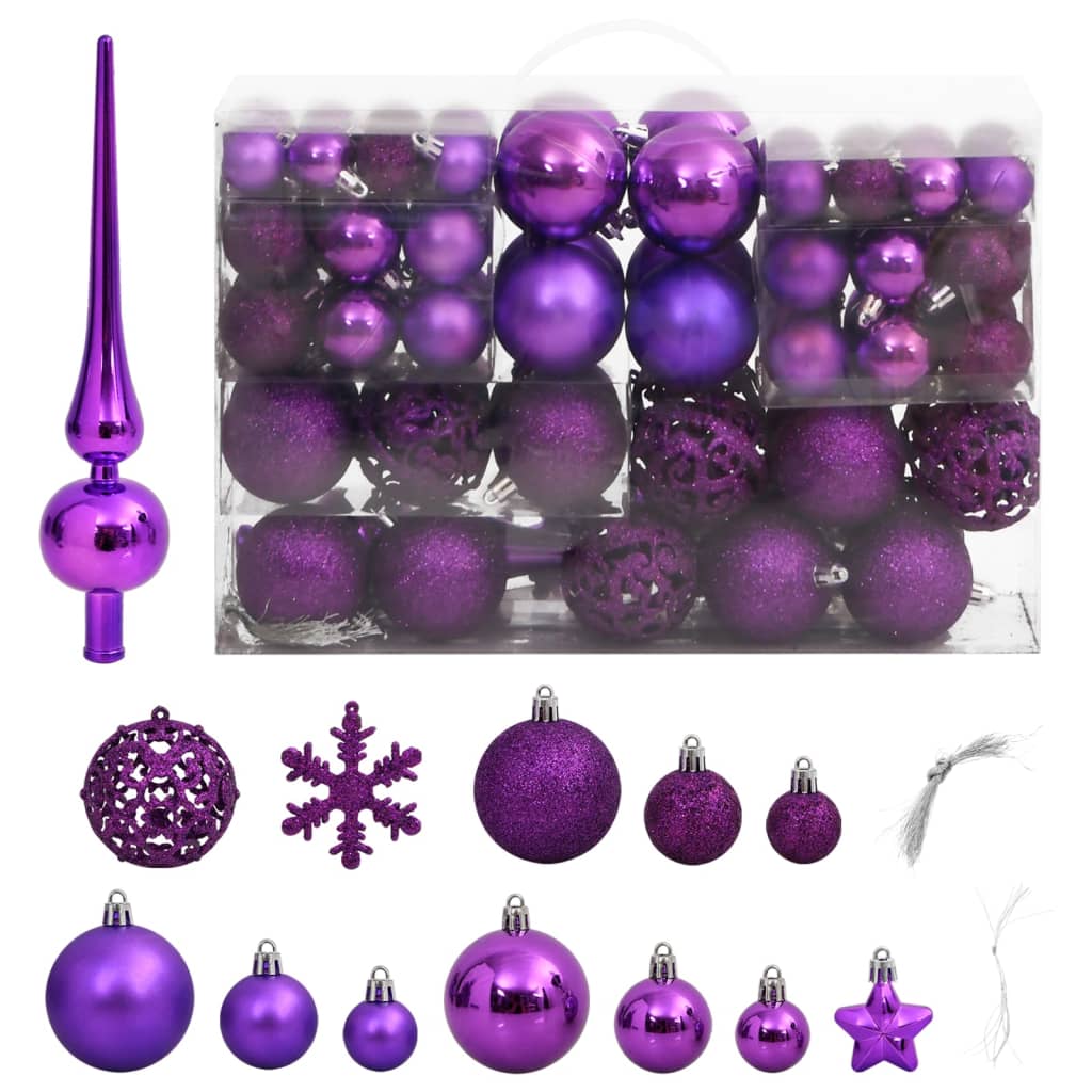 vidaXL 111-tlg. Weihnachtskugel-Set Lila Polystyrol