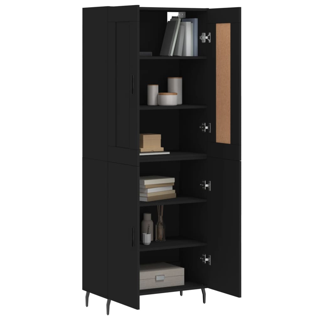 vidaXL Highboard Schwarz 69,5x34x180 cm Holzwerkstoff