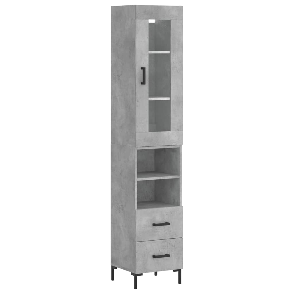 vidaXL Highboard Betongrau 34,5x34x180 cm Holzwerkstoff