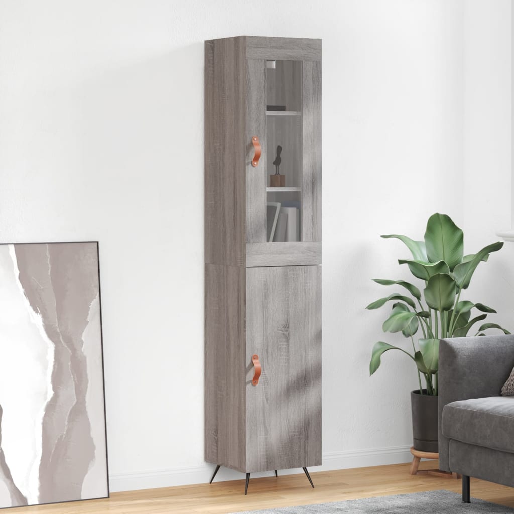 vidaXL Highboard Grau Sonoma 34,5x34x180 cm Holzwerkstoff