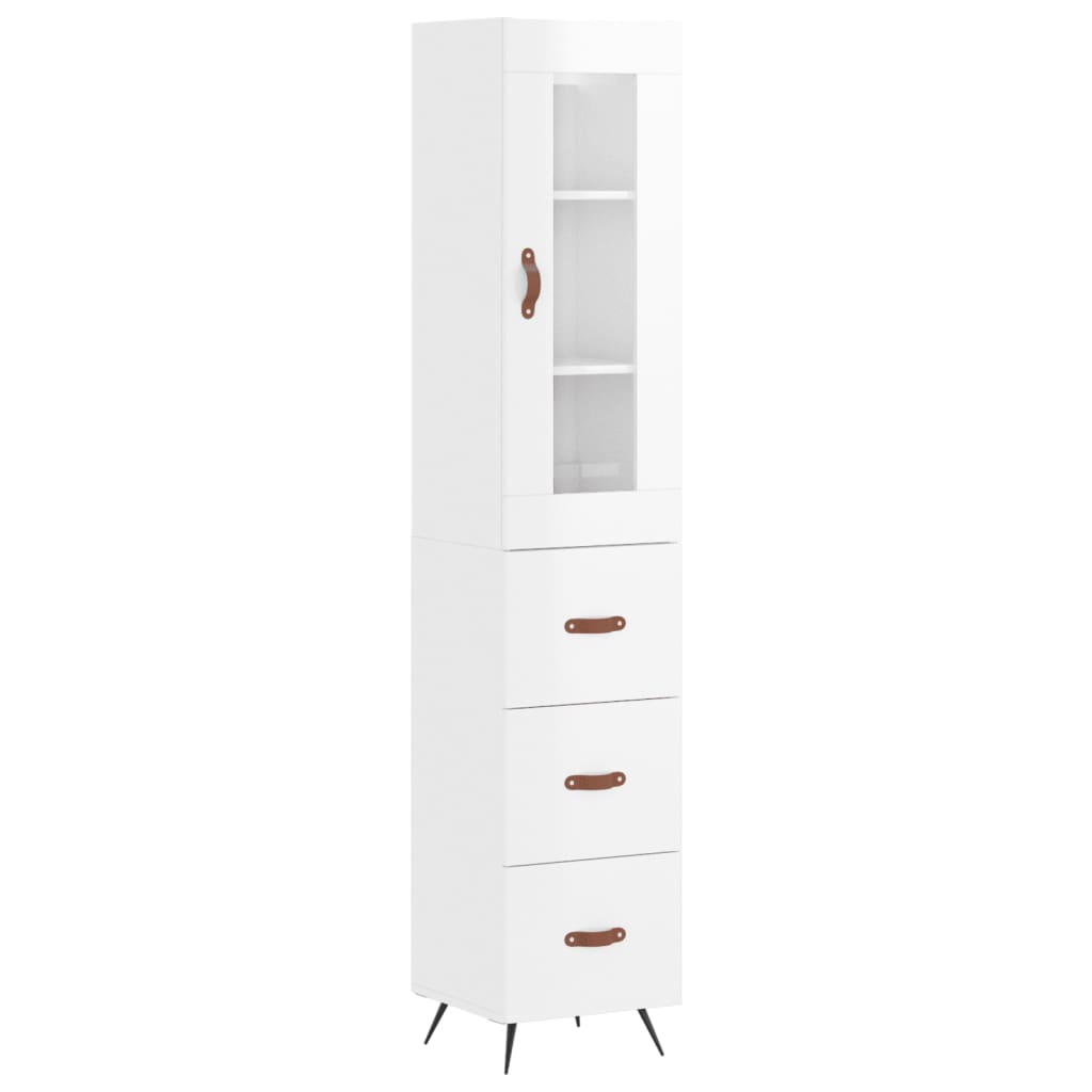 vidaXL Highboard Hochglanz-Weiß 34,5x34x180 cm Holzwerkstoff