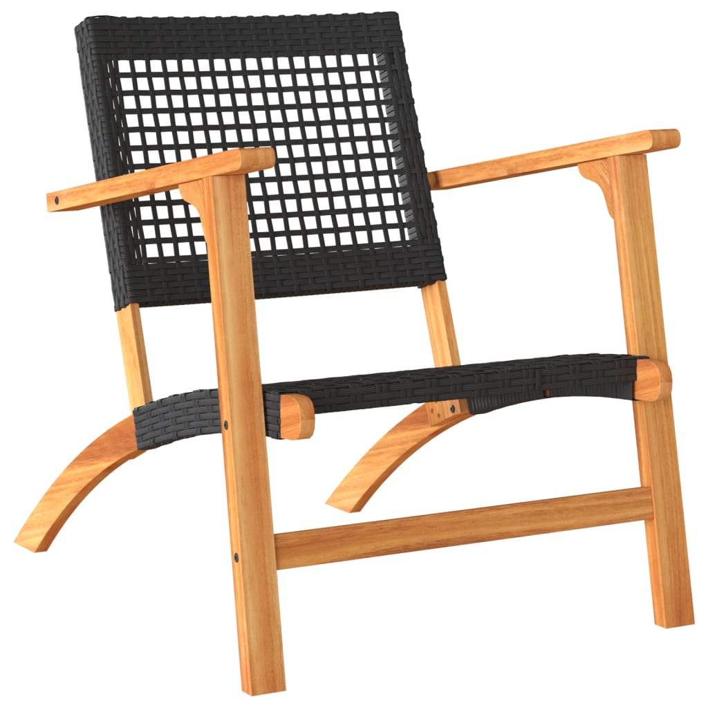 vidaXL 3-tlg. Bistro-Set Schwarz Poly Rattan und Massivholz Akazie