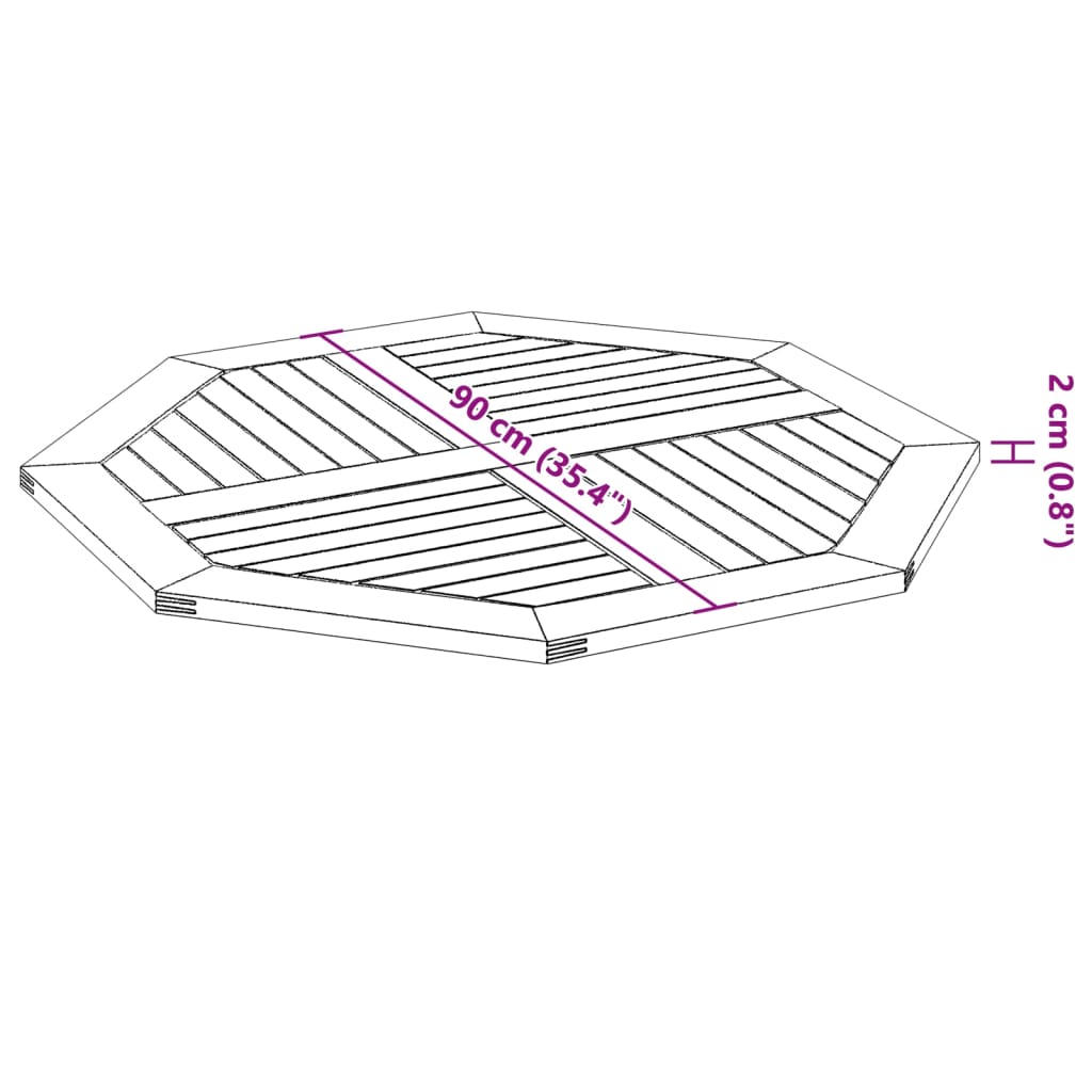 vidaXL Tischplatte 90x90x2,2 cm Achteckig Massivholz Akazie