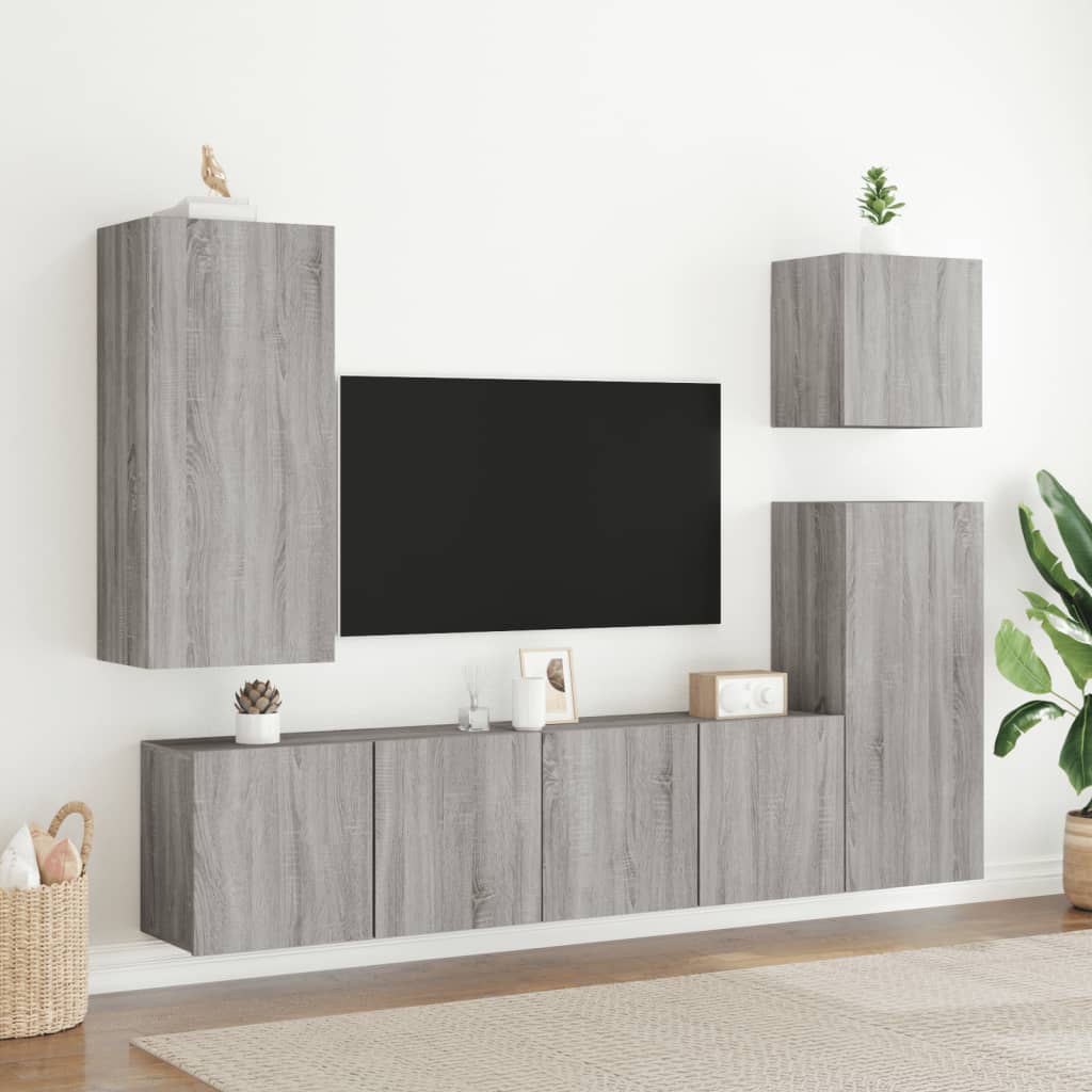 vidaXL TV-Wandschränke 2 Stk. Grau Sonoma 80x30x41 cm