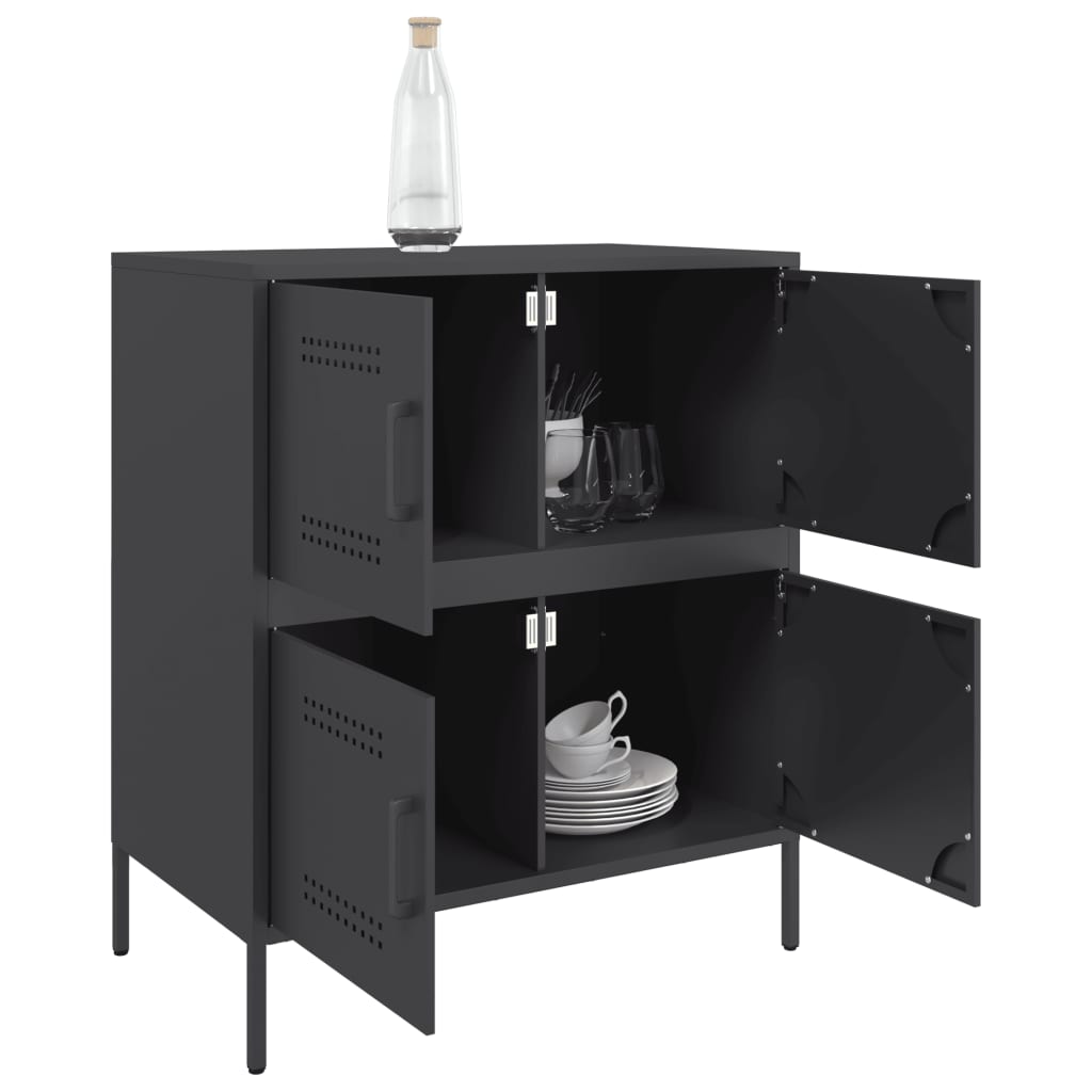 vidaXL Sideboard Schwarz 68x39x79 cm Stahl