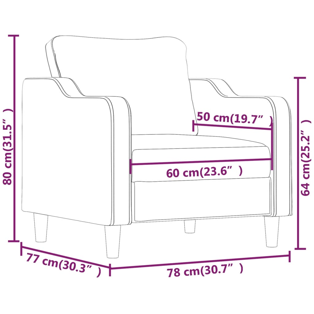 vidaXL Sessel Schwarz 60 cm Stoff