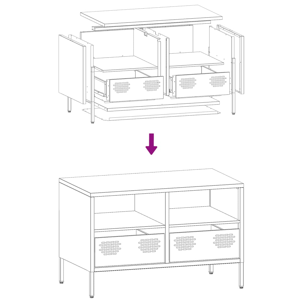 vidaXL TV-Schrank Schwarz 68x39x43,5 cm Kaltgewalzter Stahl