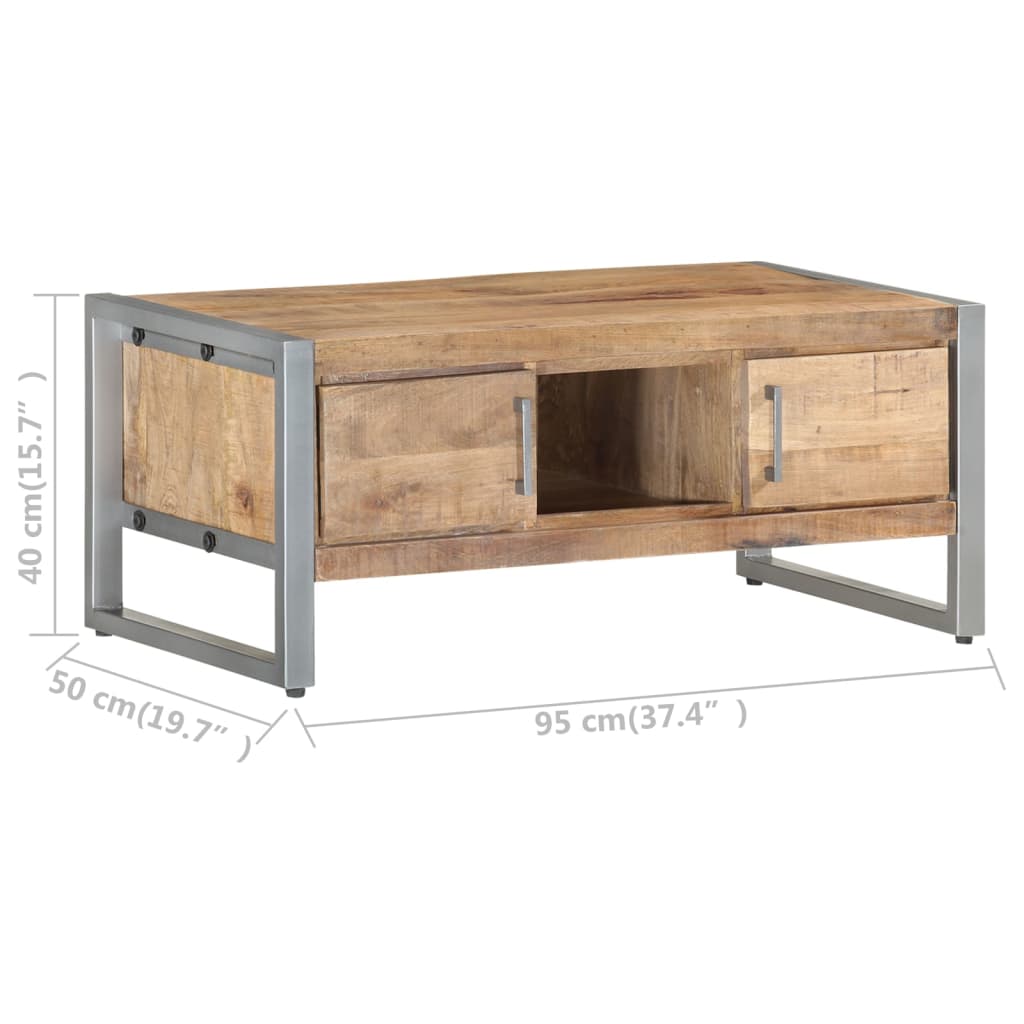 vidaXL Couchtisch 95x50x40 cm Raues Mangoholz